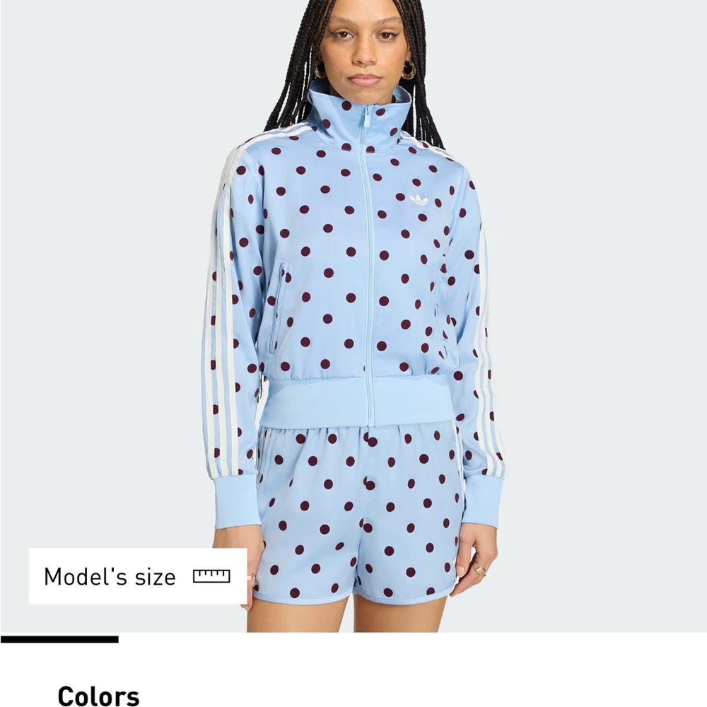 adidas Originals Light Blue Track Jacket with Burgundy Polka Dots